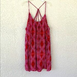 Roxy Red and Pink Geometric Pattern Dress with open back size L
